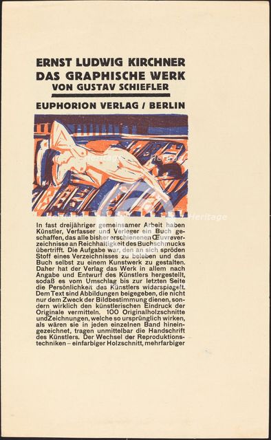 Reclining Nude with Cat (Illustration for Ernst Ludwig Kirchner: Das Graphische Werk), 1924. Creator: Ernst Kirchner.