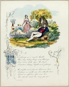 Reclining on a Roseate Knoll (valentine), c. 1842. Creator: Unknown