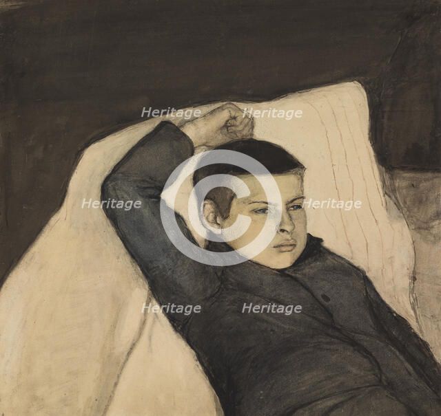 Reclining Boy, 1892. Creator: Magnus Enckell.