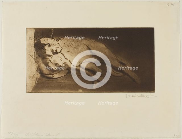 Reclining Cat Stretched Out from Left to Right, 1128. Creator: Theophile Alexandre Steinlen.