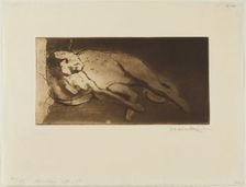 Reclining Cat Stretched Out from Left to Right, 1128. Creator: Theophile Alexandre Steinlen