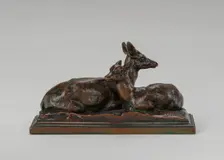 Reclining Doe and Deer, model before 1855. Creator: Antoine-Louis Barye