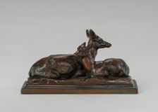 Reclining Doe and Deer, model before 1855. Creator: Antoine-Louis Barye
