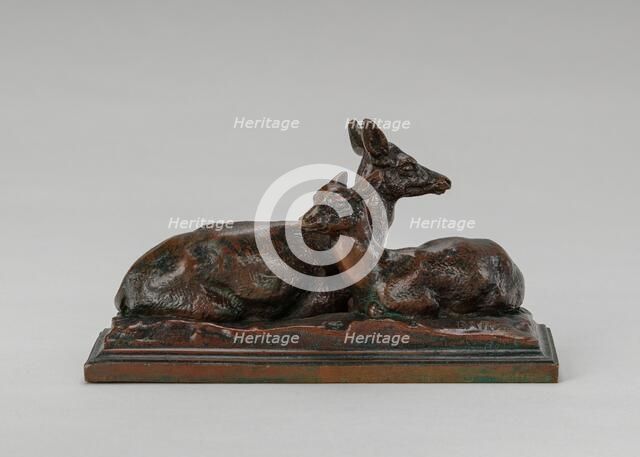 Reclining Doe and Deer, model before 1855. Creator: Antoine-Louis Barye.