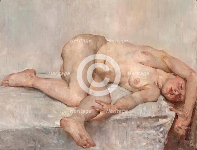 Reclining female nude, 1907. Creator: Lovis Corinth.