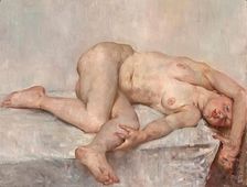 Reclining female nude, 1907. Creator: Lovis Corinth
