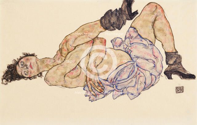 Reclining female nude, 1917. Creator: Schiele, Egon (1890-1918).