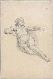 Reclining Female Nude (recto); Various Sketches of Figures and Plants (verso), 19th century. Creator: Anonymous