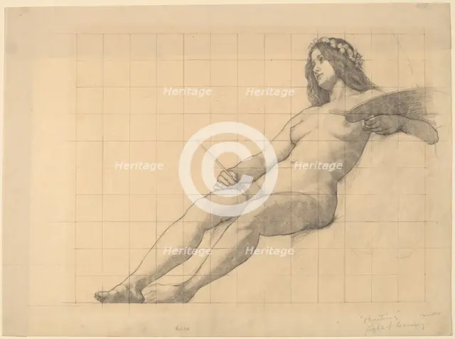 Reclining Female Nude Study for "Painting". Creator: Kenyon Cox.