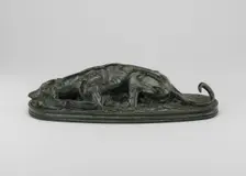 Reclining Greyhound, model n.d., cast c. 1845/1874. Creator: Antoine-Louis Barye