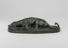Reclining Greyhound, model n.d., cast c. 1845/1874. Creator: Antoine-Louis Barye