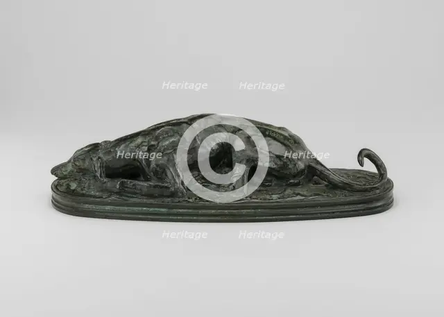 Reclining Greyhound, model n.d., cast c. 1845/1874. Creator: Antoine-Louis Barye.