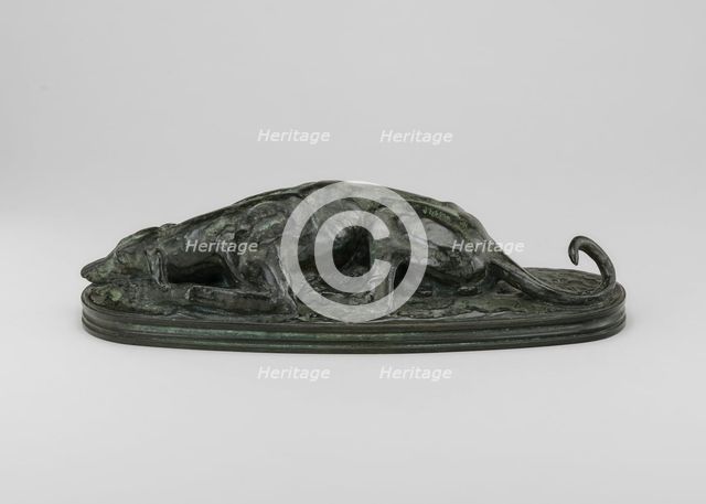 Reclining Greyhound, model n.d., cast c. 1845/1874. Creator: Antoine-Louis Barye.