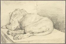 Reclining Lion, From Back, 1816. Creator: Edwin Henry Landseer