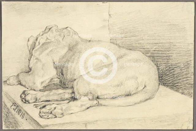 Reclining Lion, From Back, 1816. Creator: Edwin Henry Landseer.