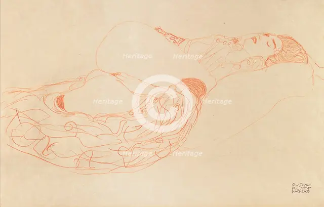 Reclining Semi-Nude (Masturbating), 1912-1913. Artist: Klimt, Gustav (1862-1918)