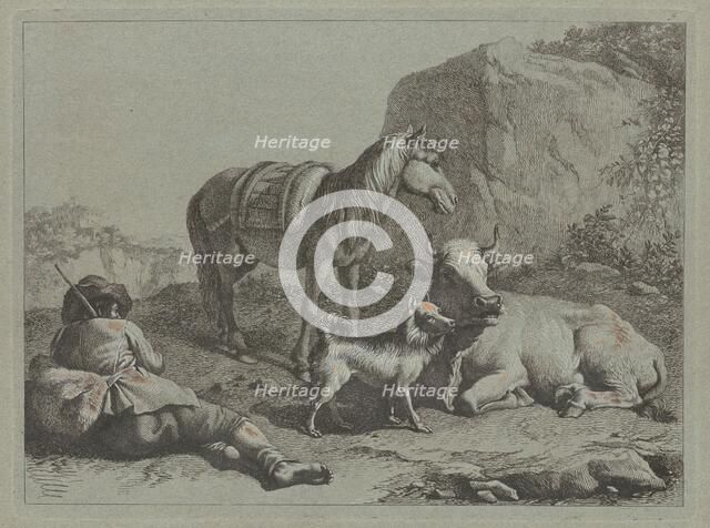 Reclining Shepherd with a Sack, c. 1763. Creator: Francesco Londonio.