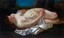 Reclining Woman 1865. Artist: Gustave Courbet