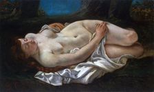 Reclining Woman 1865. Artist: Gustave Courbet