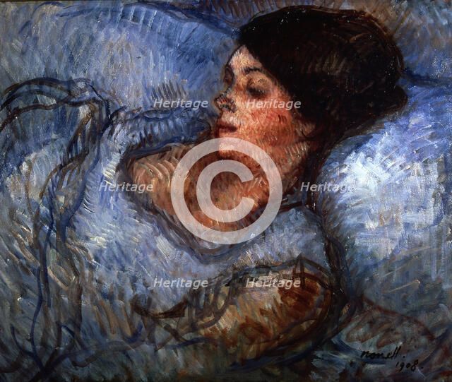  'Reclining Woman', 1908, painting by Isidre Nonell.
