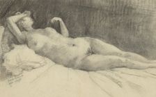 Reclining woman nude, 1924-1927. Creator: Konstantin Bauer
