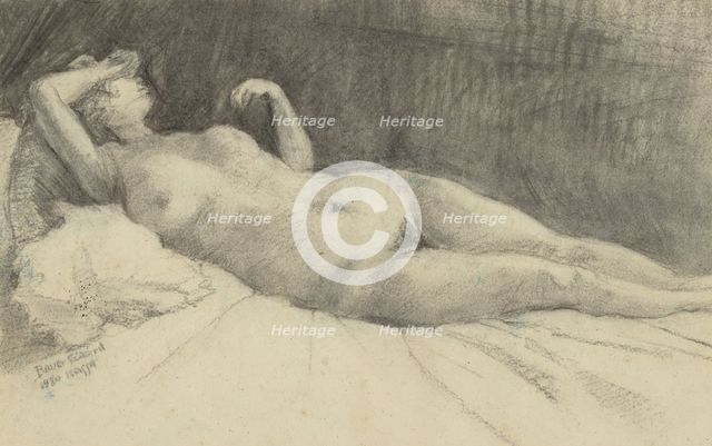 Reclining woman nude, 1924-1927. Creator: Konstantin Bauer.
