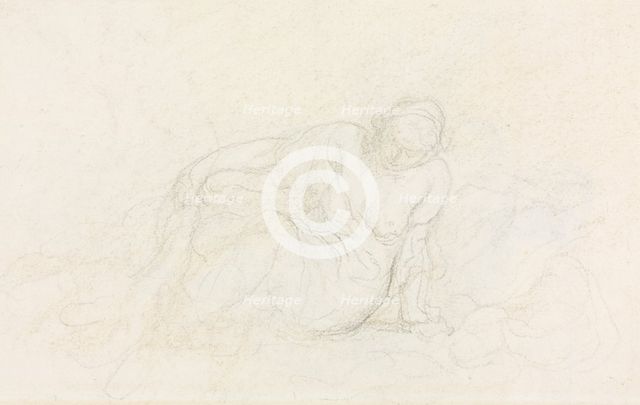 Reclining Woman Leaning on Her Arm (verso), 1855/60. Creator: Honoré Daumier (French, 1808-1879).