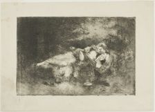 Reclining Woman with a Child, 1890/99. Creator: Domenico Morelli