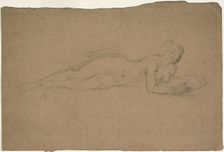 Reclining Woman with a Mirror, c. 1860. Creator: Jean-Baptiste Carpeaux