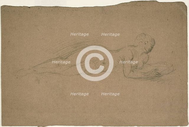 Reclining Woman with a Mirror, c. 1860. Creator: Jean-Baptiste Carpeaux.