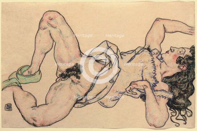 Reclining woman with green shoes , 1917. Creator: Schiele, Egon (1890-1918).