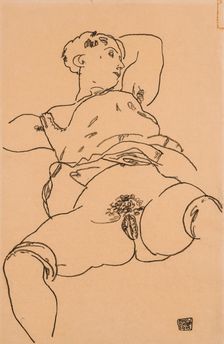 Reclining woman with raised chemise