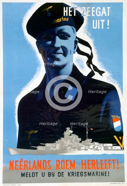 Recruitment poster encouraging Dutchmen to join the German navy, c1940-1945. Artist: Unknown