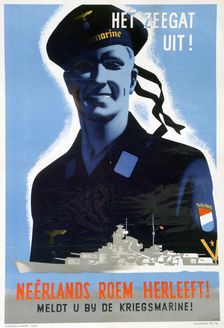 Recruitment poster encouraging Dutchmen to join the German navy, c1940-1945