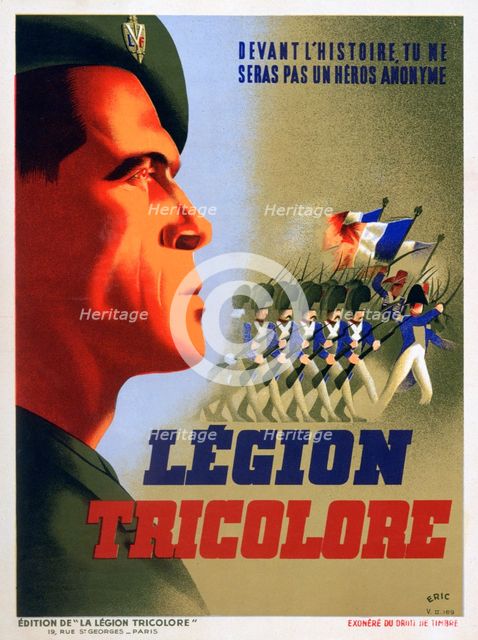 Recruitment poster for the Vichy French Légion Tricolore, 1942. Artist: Eric