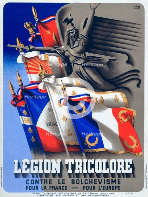 Recruitment poster for the Vichy French Légion Tricolore, 1942. Artist: Roland Hugon