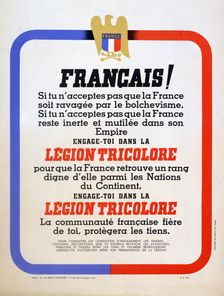 Recruitment poster for the Vichy French Légion Tricolore, 1942