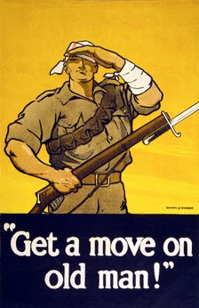 Recruitment Poster Get A Move On Old Man, 1915