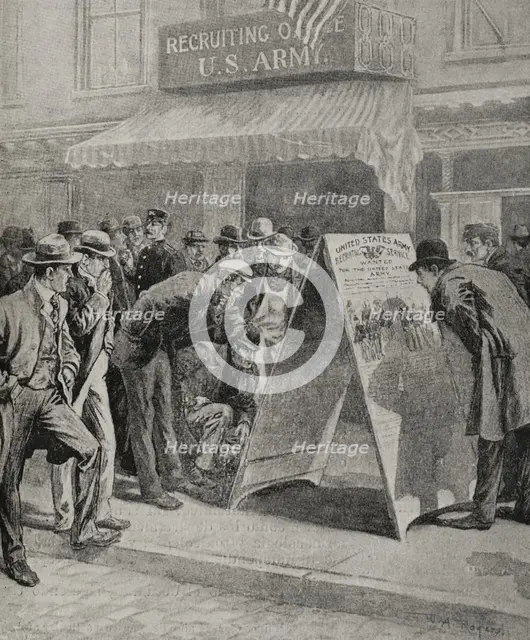Recruiting office in New York by means of posters...,  Spanish-American War, 1898. Creator: Unknown.