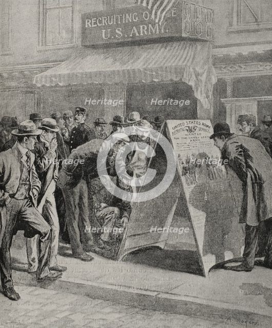 Recruiting office in New York by means of posters...,  Spanish-American War, 1898. Creator: Unknown.