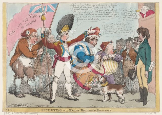 Recruiting on a Broab [sic] Bottom'd Principle , May 1806., May 1806. Creator: Thomas Rowlandson.