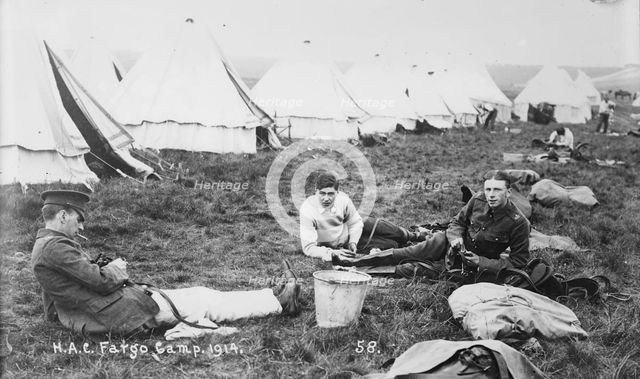 Recruits, Aldershot, H.A.C. Fargo Camp. 1914, 1914. Creator: Bain News Service.