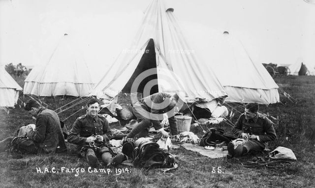 Recruits, Aldershot, H.A.C. Fargo Camp. 1914, 1914. Creator: Bain News Service.