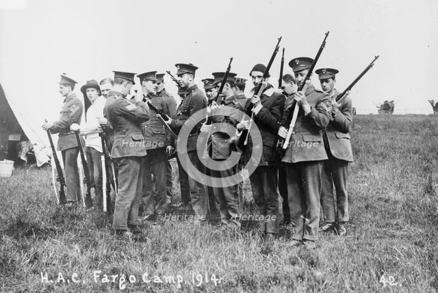 Recruits, Aldershot, H.A.C. Fargo Camp. 1914, 1914. Creator: Bain News Service.