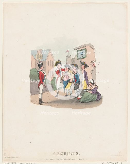 Recruits, March 1, 1803., March 1, 1803. Creator: Thomas Rowlandson.