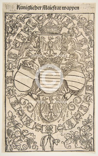 Recto: Coat of Arms of Maximilian I as King of the Romans; verso: Coat of Arms of Florian ..., 1502. Creator: Unknown.