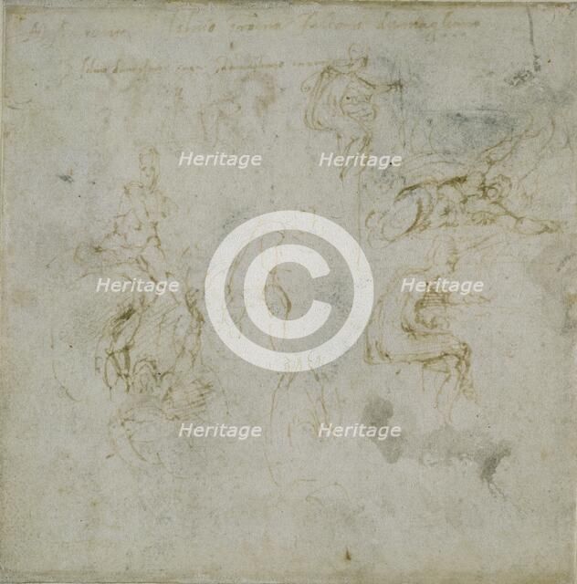 Recto: Eight Figure Studies. Verso: Figure Study, c1490-1560. Creator: Michelangelo Buonarroti.