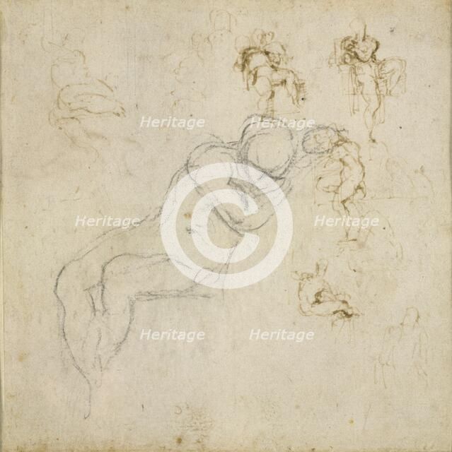 Recto: Eight Figure Studies. Verso: Figure Study, c1490-1560. Artist: Michelangelo Buonarroti.