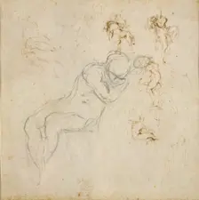 Recto: Eight Figure Studies. Verso: Figure Study, c1490-1560. Artist: Michelangelo Buonarroti