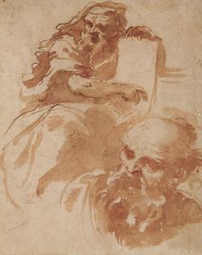 Recto: Seated Prophet, c1677-78. Creator: Domenico Maria Canuti